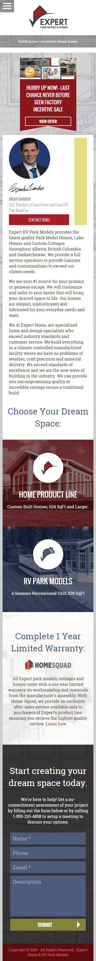 Expert Homes - Home Page Mobile Responsive Design