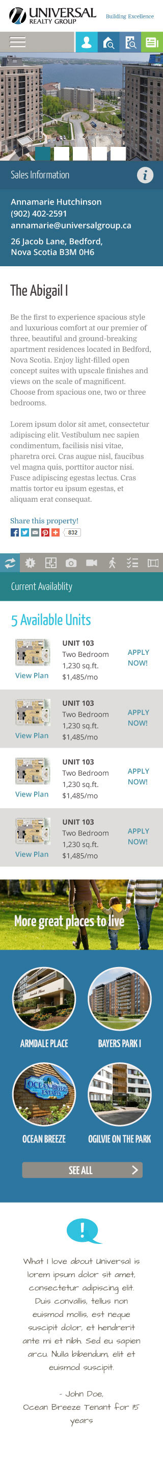 Universal Properties - Apartment Mobile Responsive Design