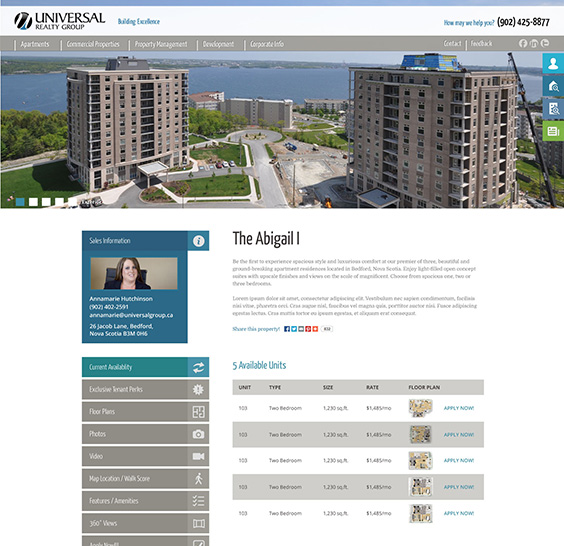 Universal Properties Web Design Wireframe