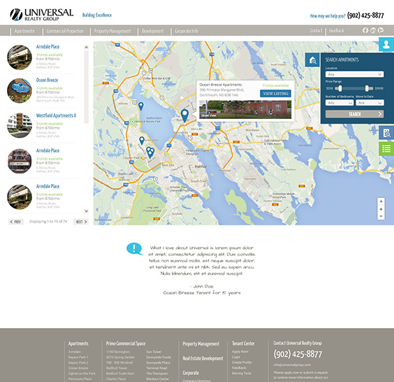 Universal Properties Web Design Wireframe